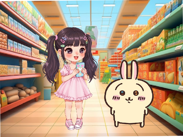 usagi firs time going to the  supermarket